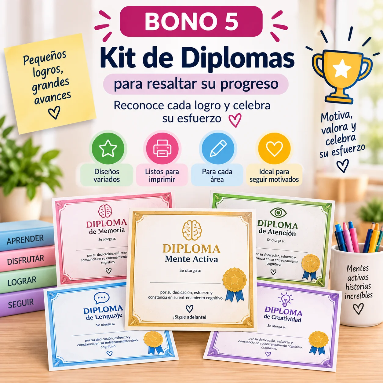 Kit de diplomas para reconocer el progreso cognitivo